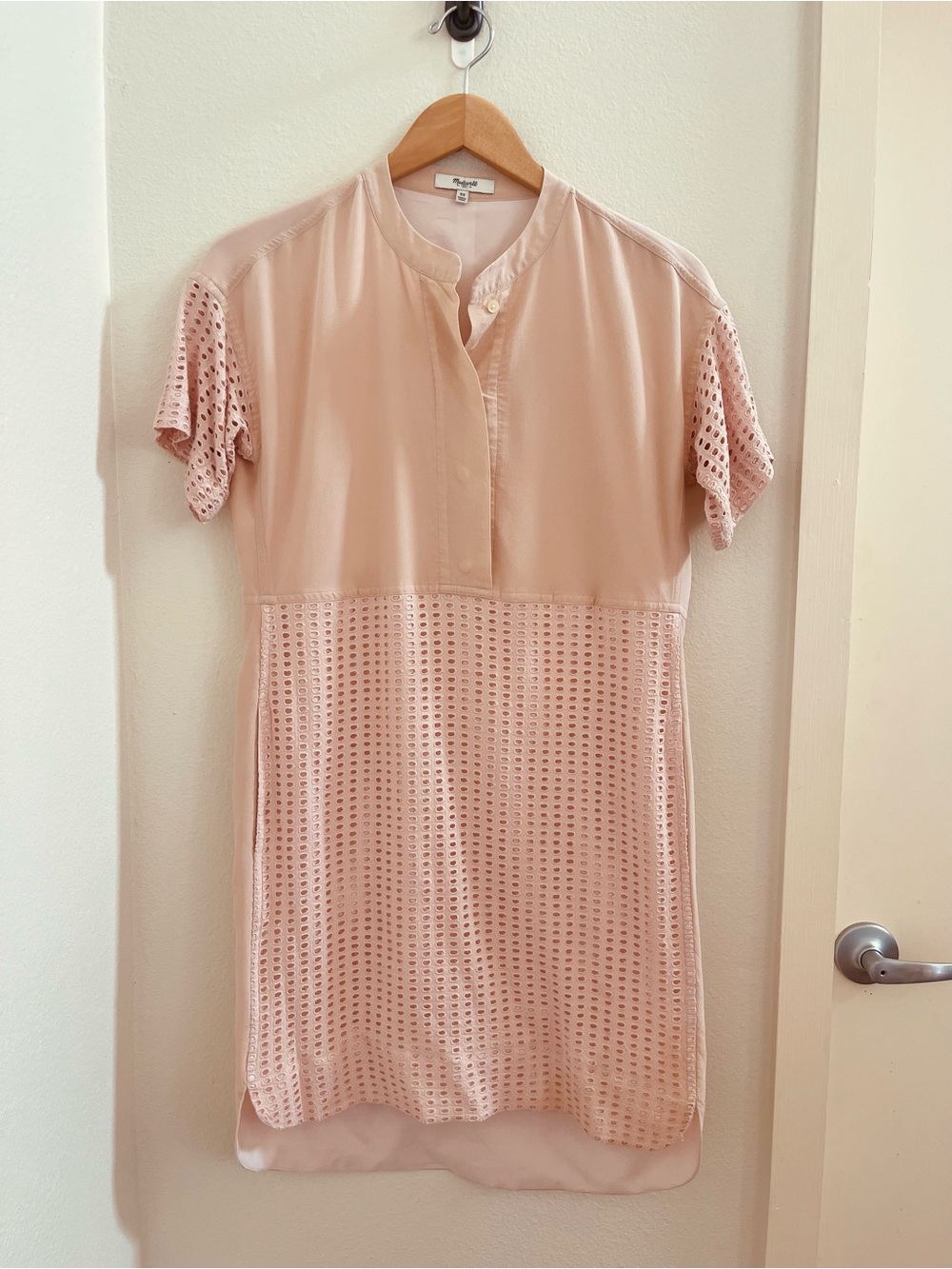 Madewell Silk Eyelet Panel Tunic Dress Size XS